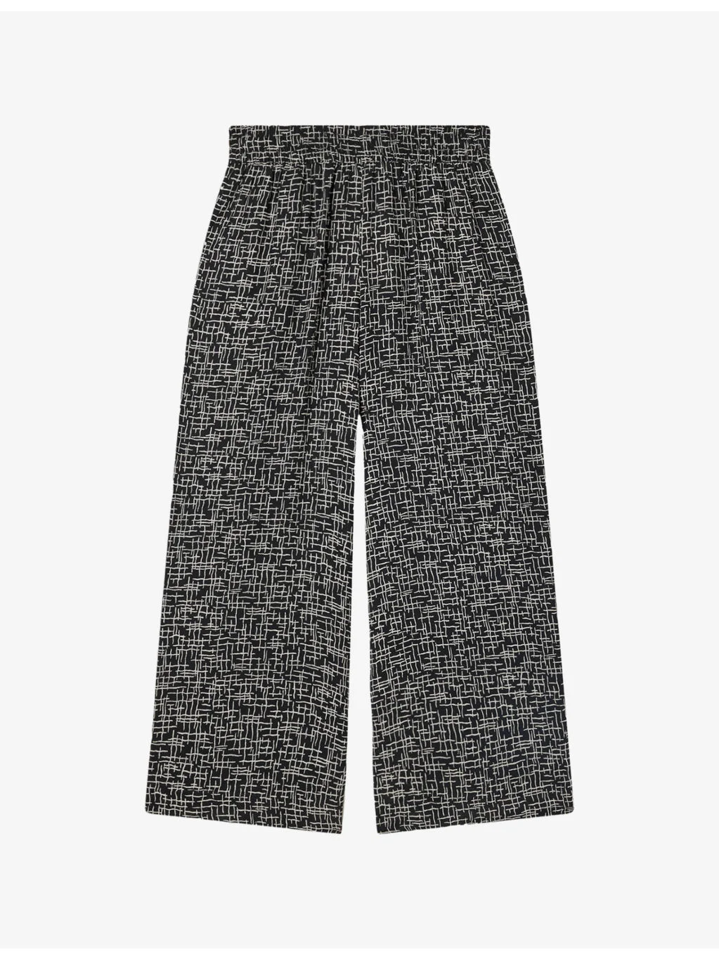 Grid-Print Elasticated-Waist Woven Trousers - 1