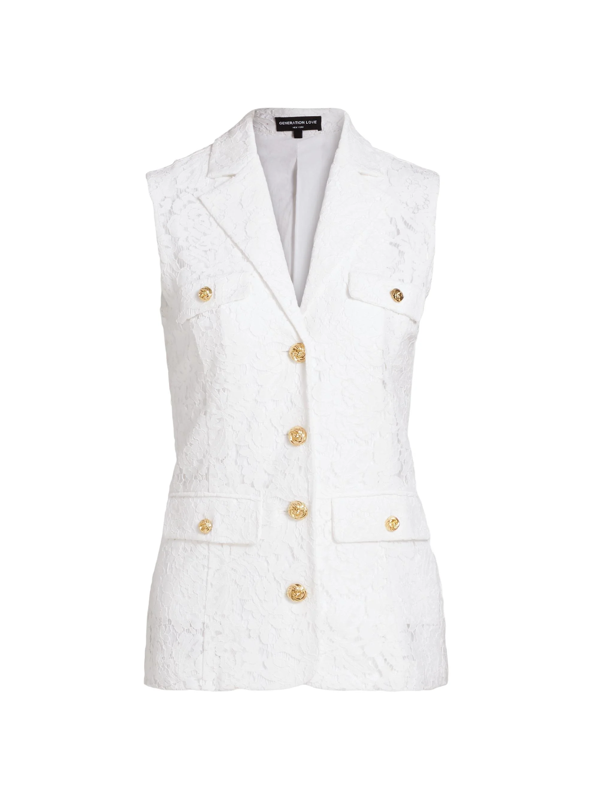 Women's Curtis Floral Lace Sleeveless Blazer - White - 1