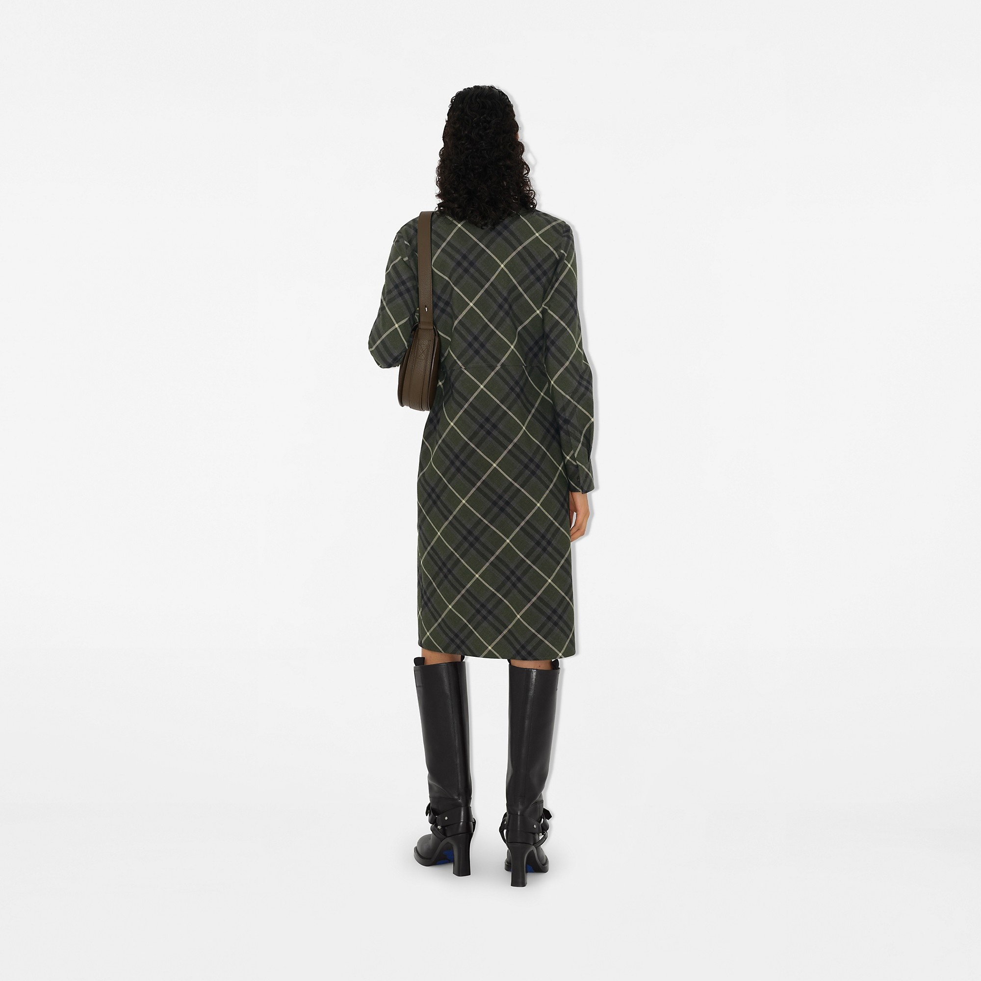 Check Wool Blend Shirt Dress - 4