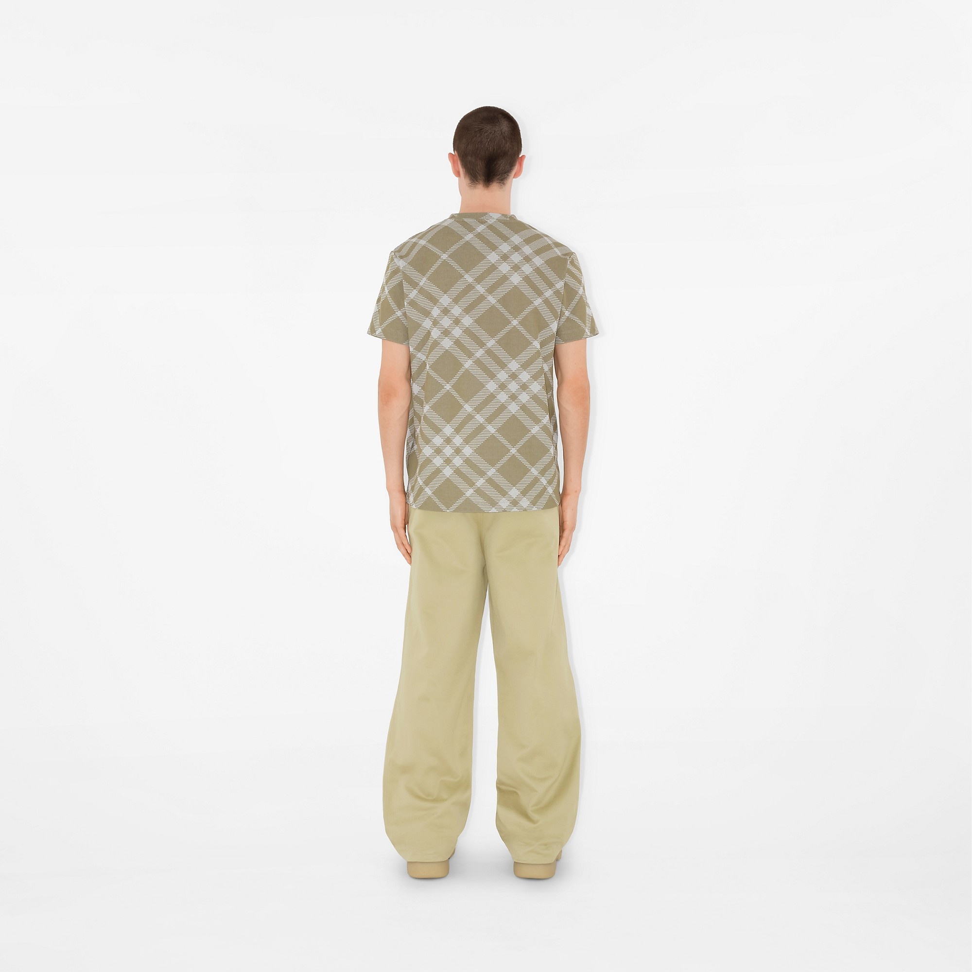 Check Stretch Cotton Blend T-shirt - 4