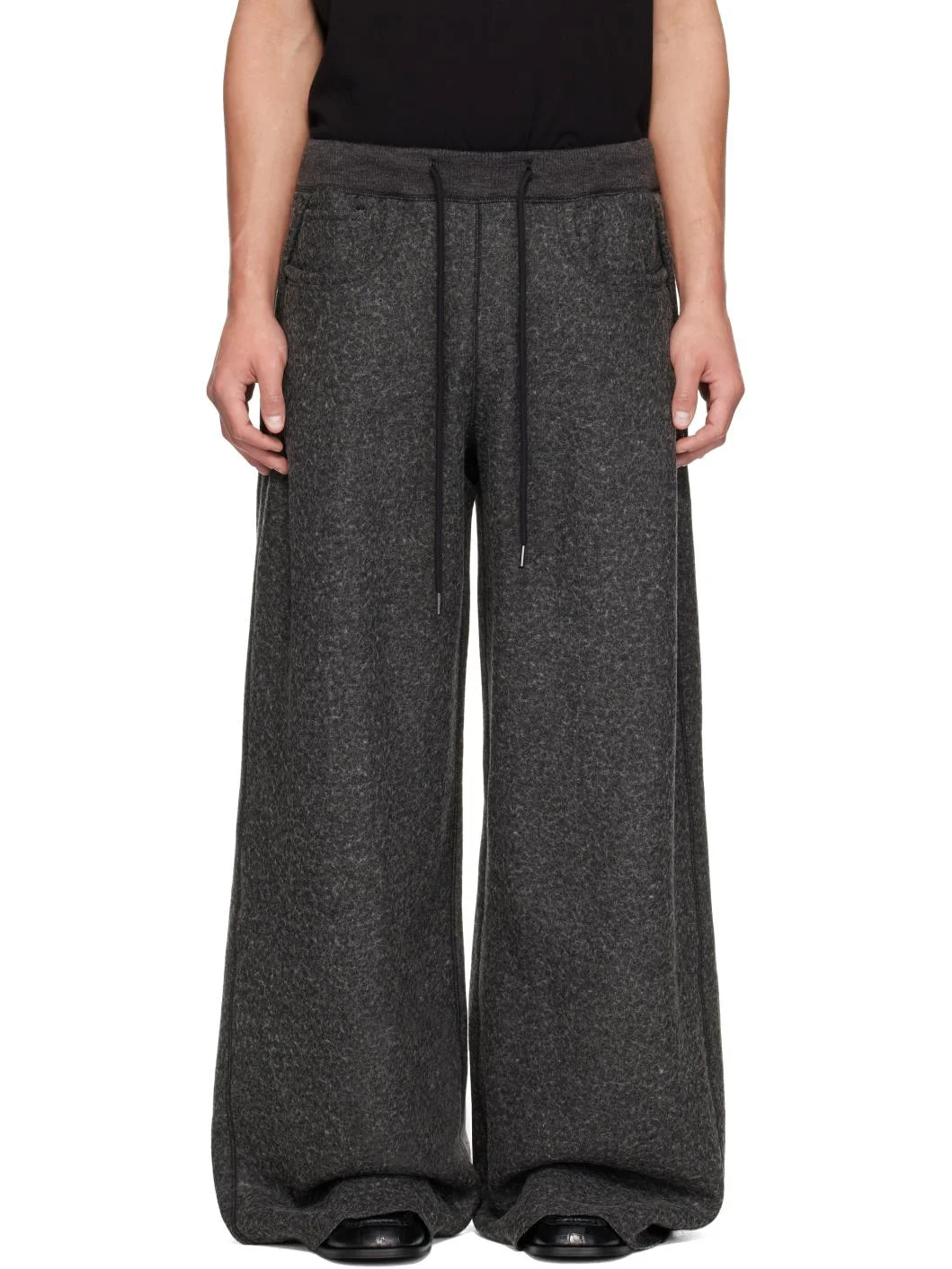 Gray Side Pleat Sweatpants - 1