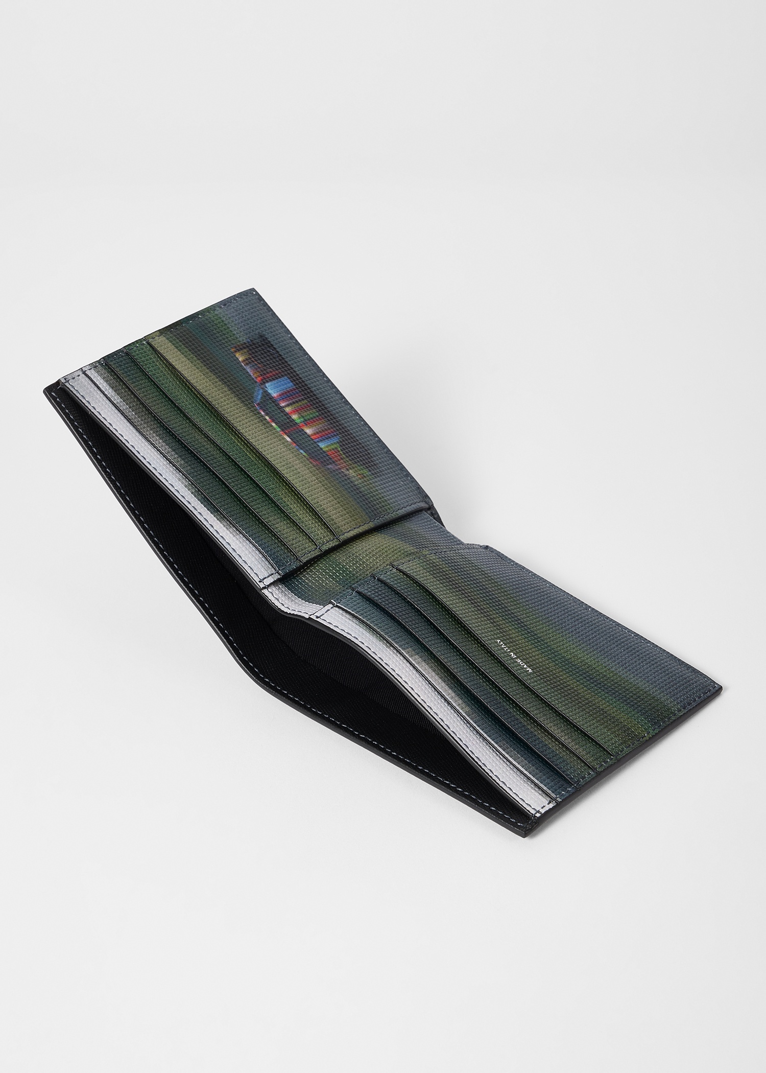 Black Leather 'Pixelated Mini' Interior Billfold Wallet - 3