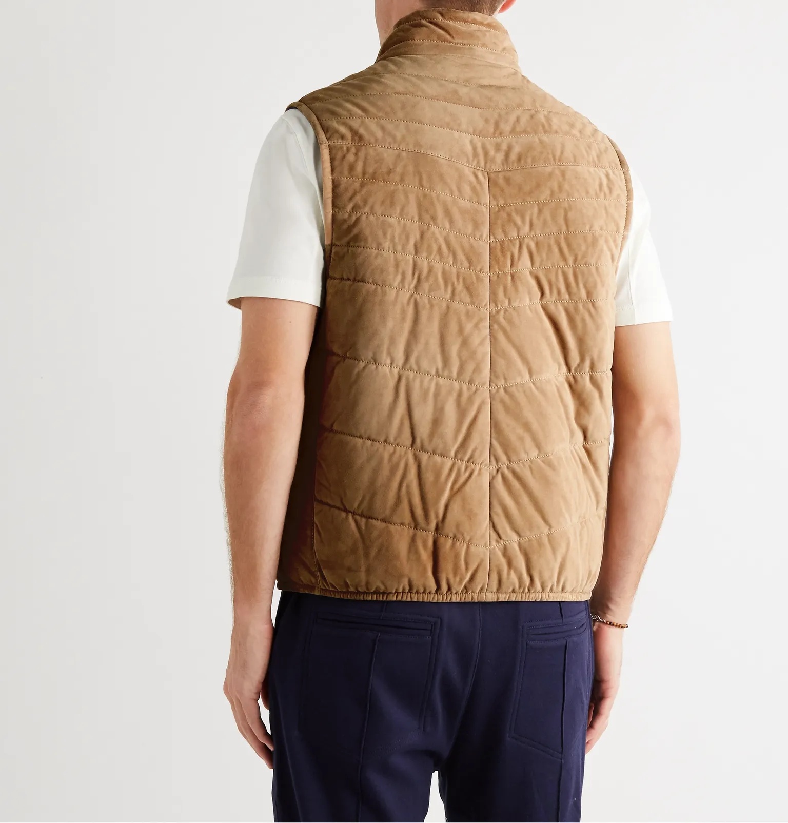 Reversible Quilted Suede Down Gilet - 4