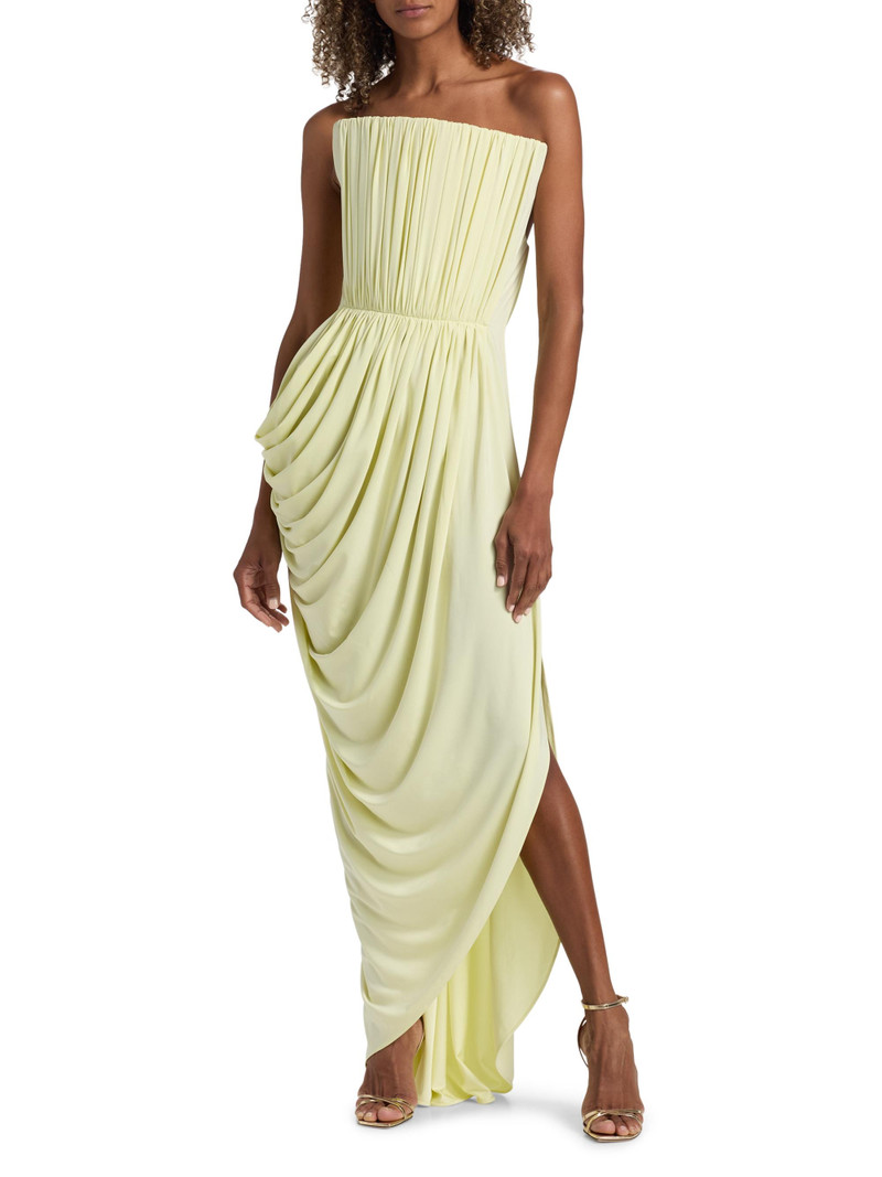 Women's Crepe Jersey Strapless Gown - Sherbet Yellow 3