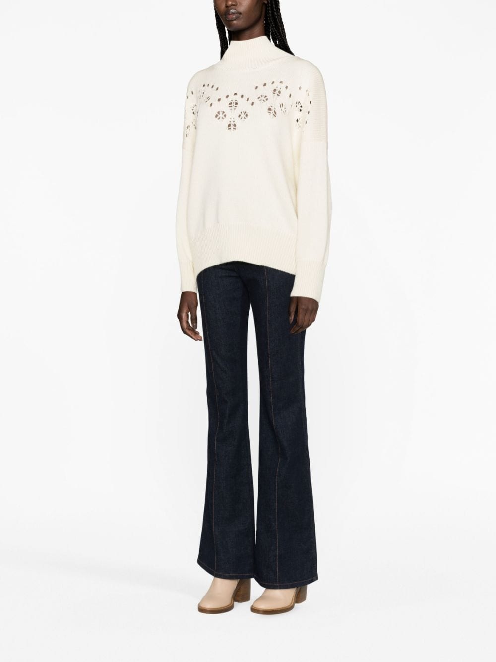 pointelle-knit wool jumper - 2