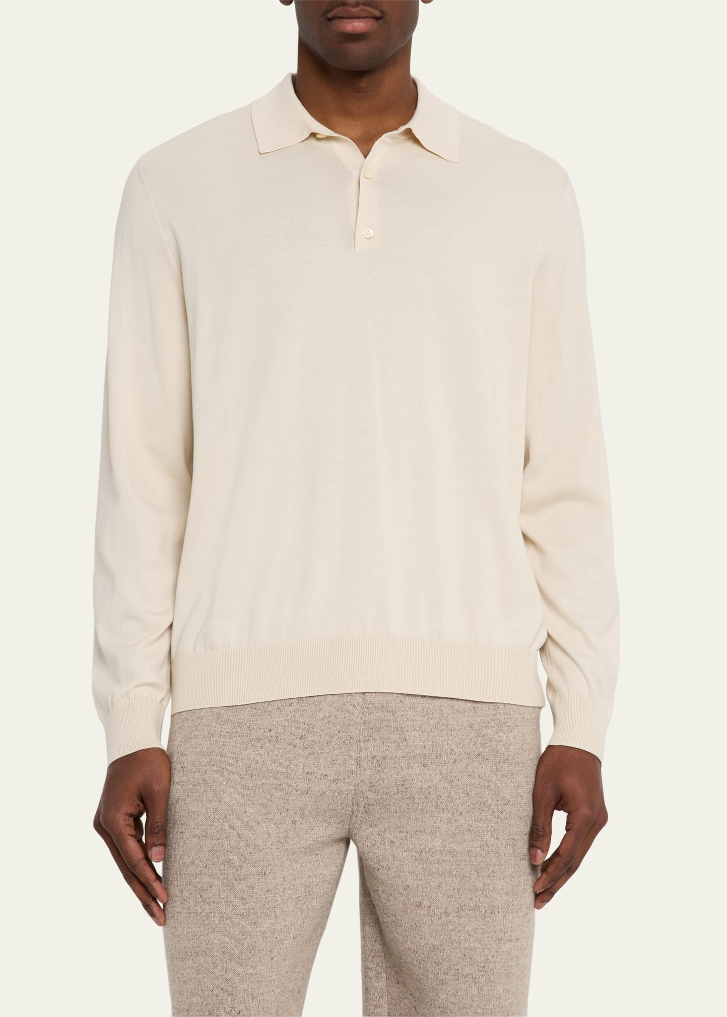 Men's Loro Island Cotton Giza Long-Sleeve Polo Shirt - 4