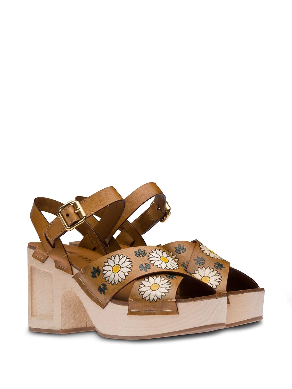 floral-print leather sandals - 2