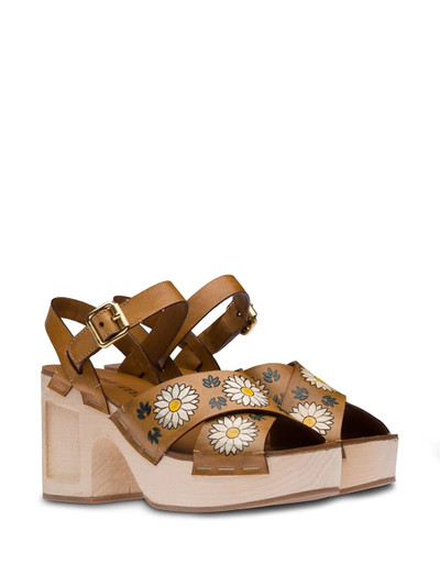 Miu Miu floral-print leather sandals outlook