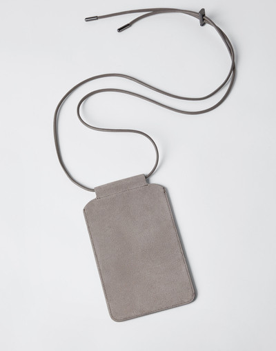 Brunello Cucinelli Suede phone bag with shiny trim outlook