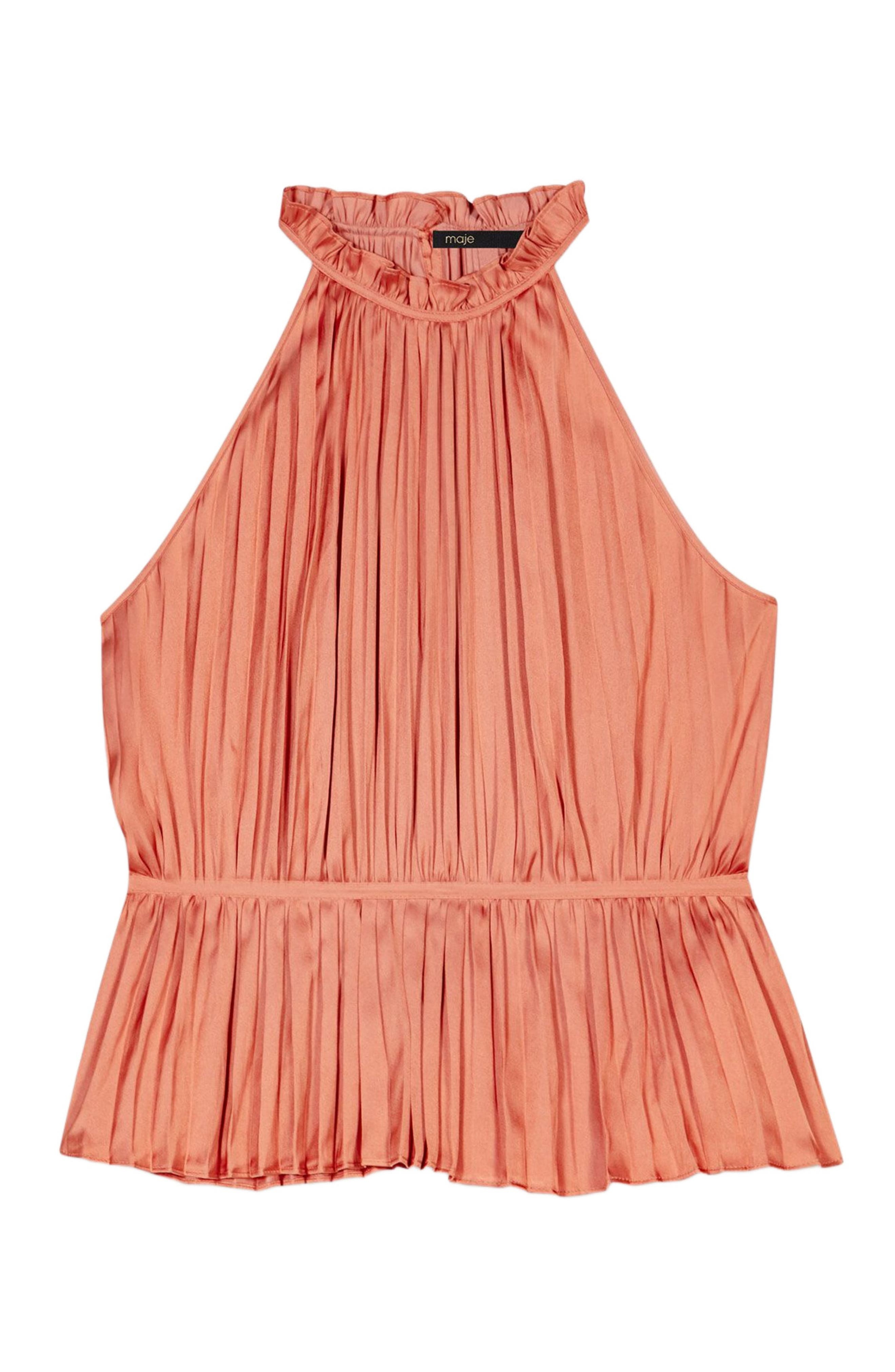 maje Sleeveless pleated top in Terracota at Nordstrom - 1