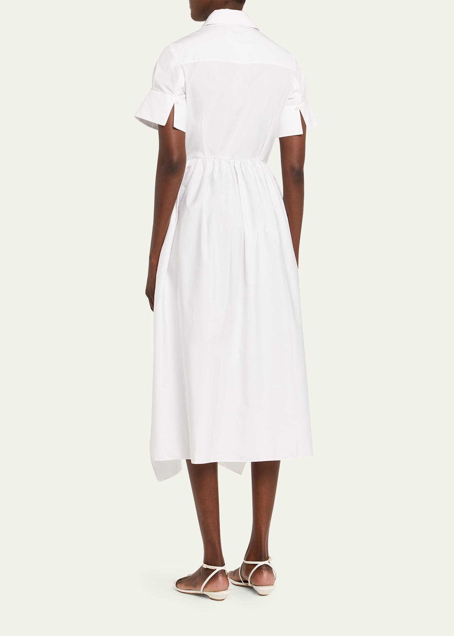 Embroidered Short-Sleeve Midi Shirtdress - 3