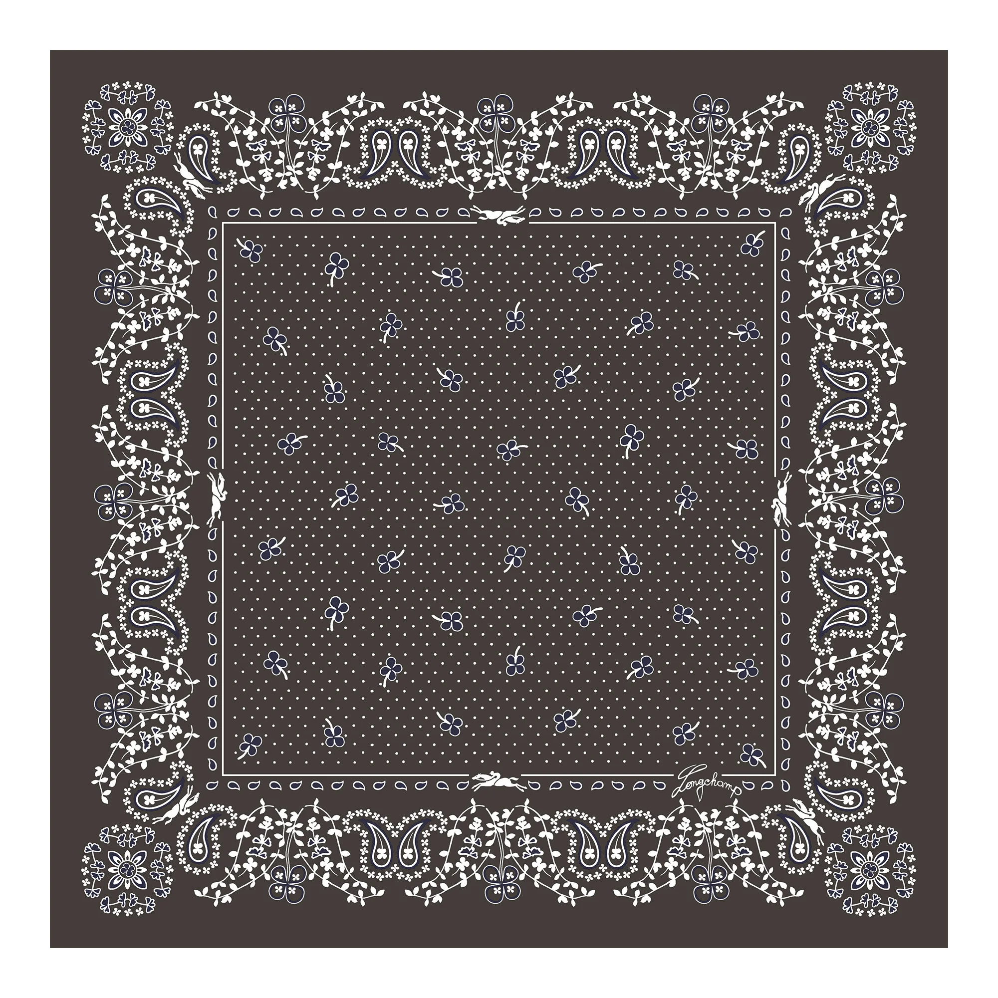 French Bandana Silk scarf 50 Mocha - OTHER - 1