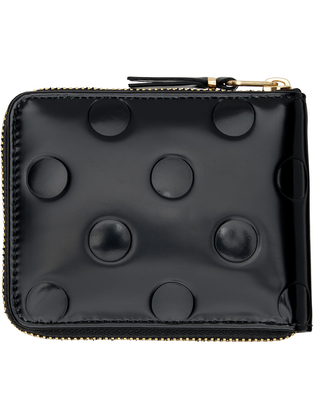 Black Dots Embossed Leather Line Wallet - 2