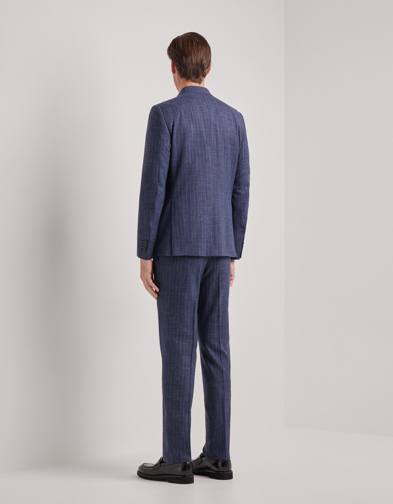 LIGHT BLUE DENIM-EFFECT WOOL REGULAR-FIT SUIT 82