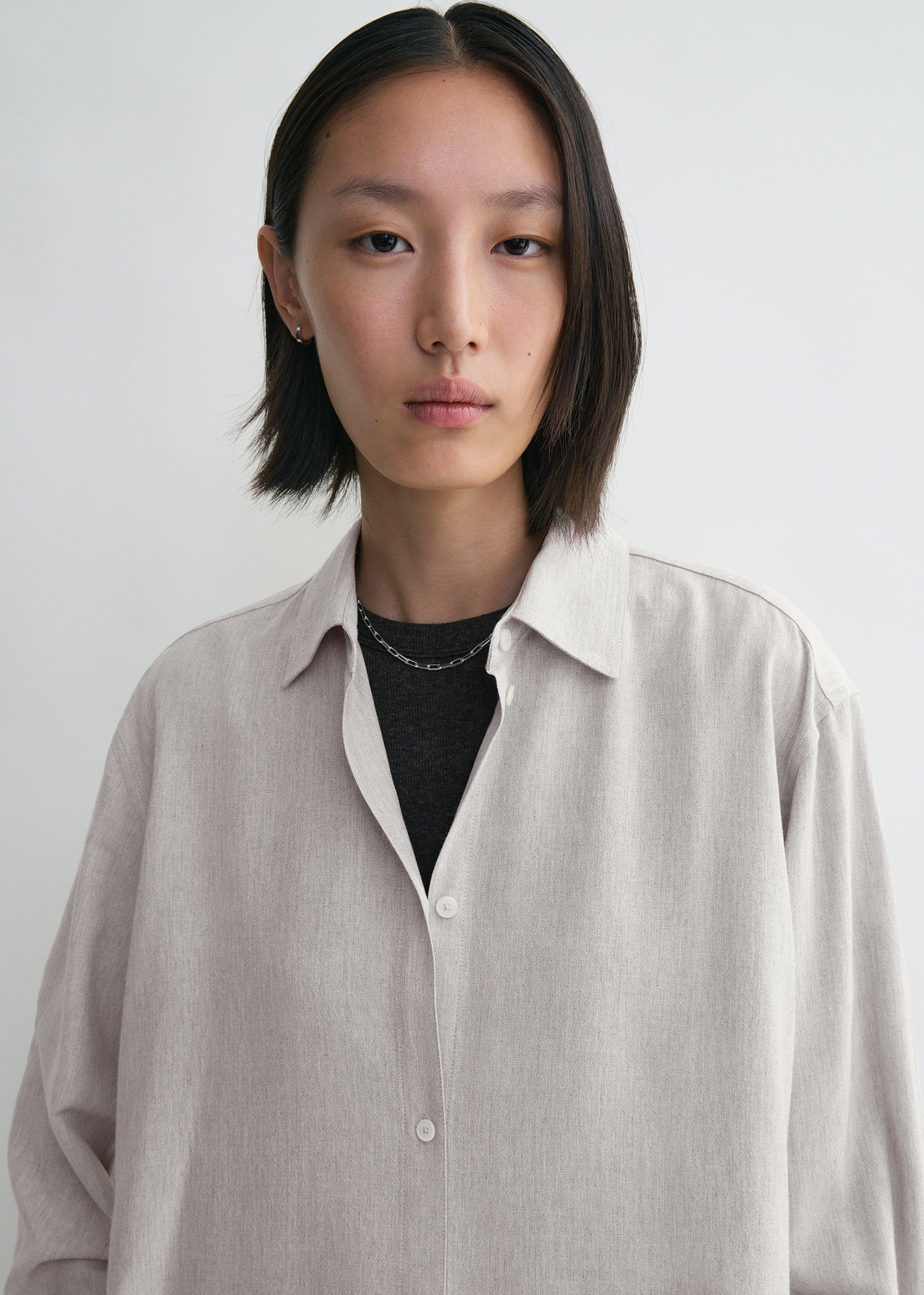 Fluid viscose-blend shirt pale grey mélange - 6