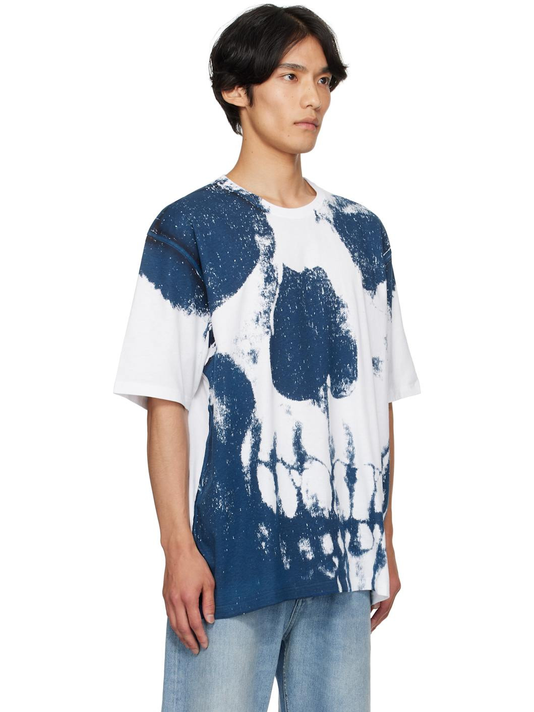 White & Blue Exploded Skull T-shirt - 2
