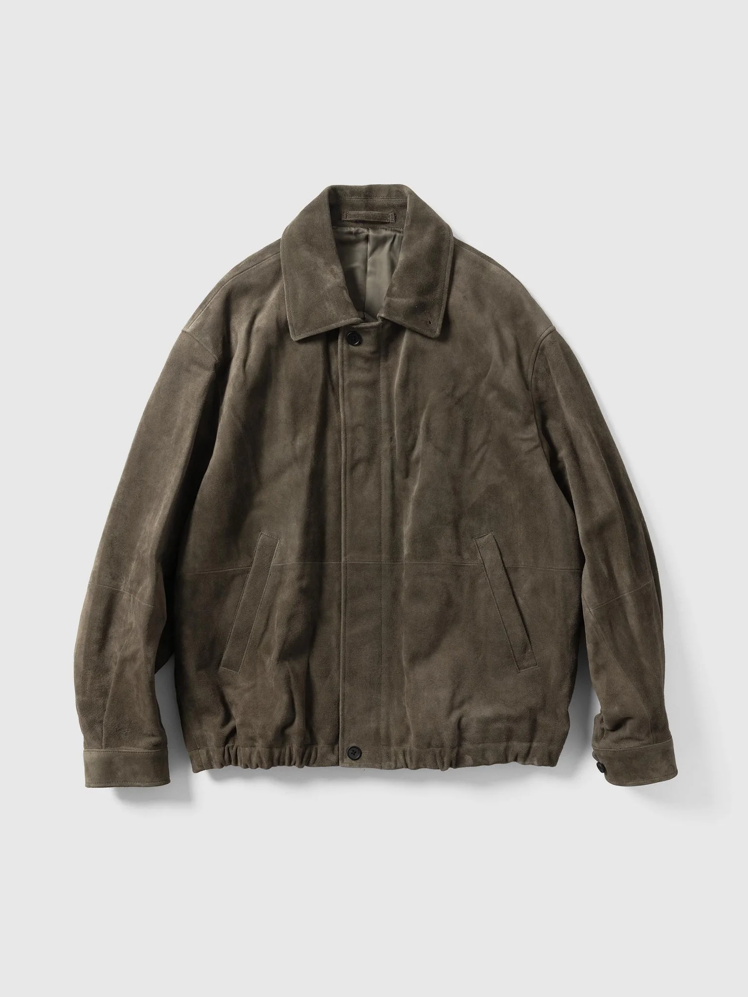 Goat Suede Zip Jacket Olive - 1