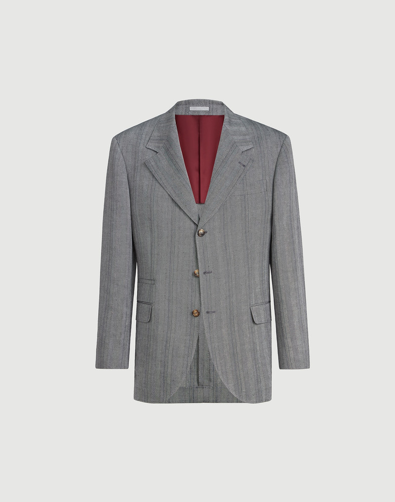 Hemp, virgin wool and silk chevron Tailor blazer 1