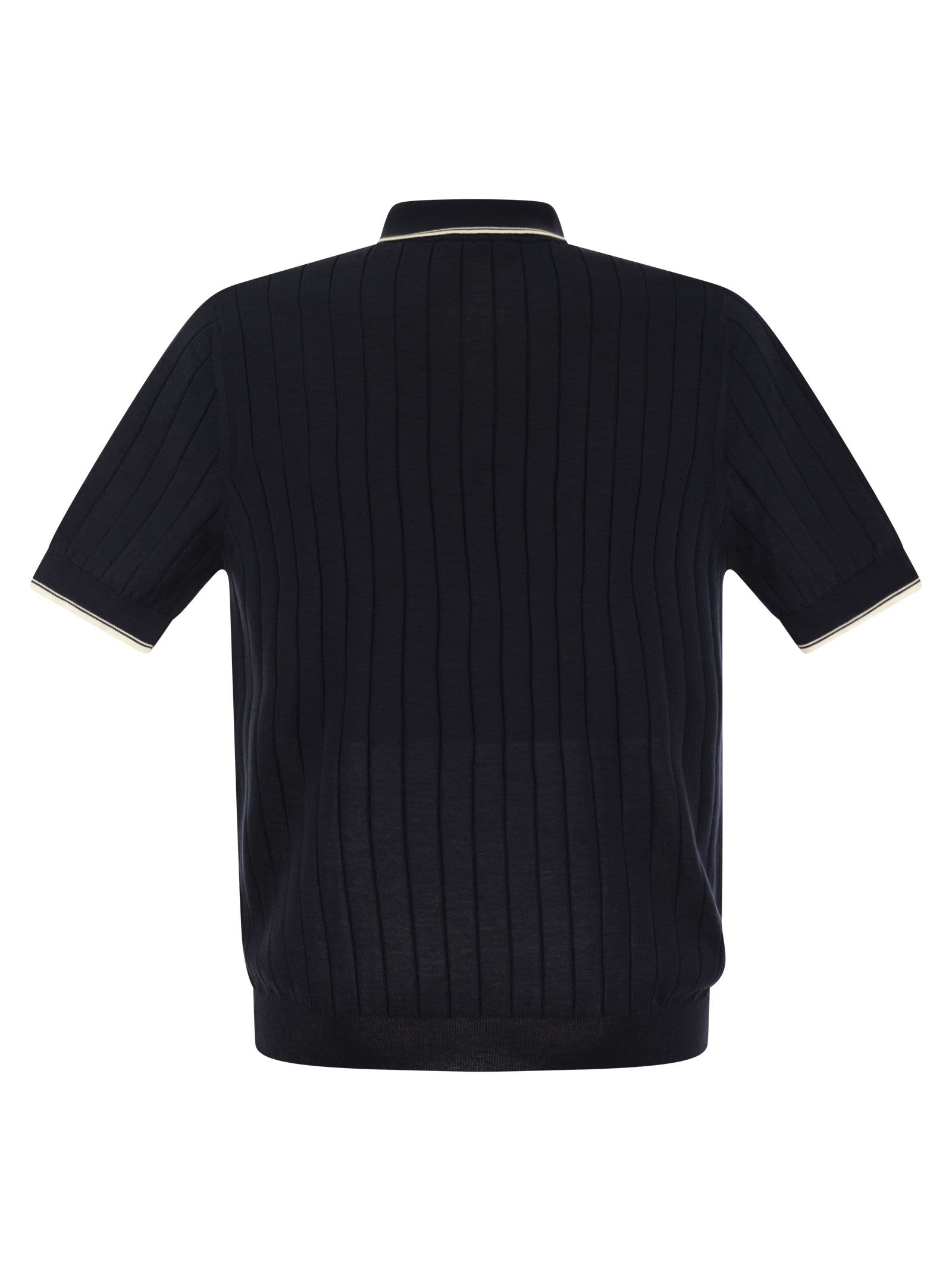 Peserico - Peserico Men Polo Shirt In Pure Cotton Crepe Yarn With Flat Rib - 2