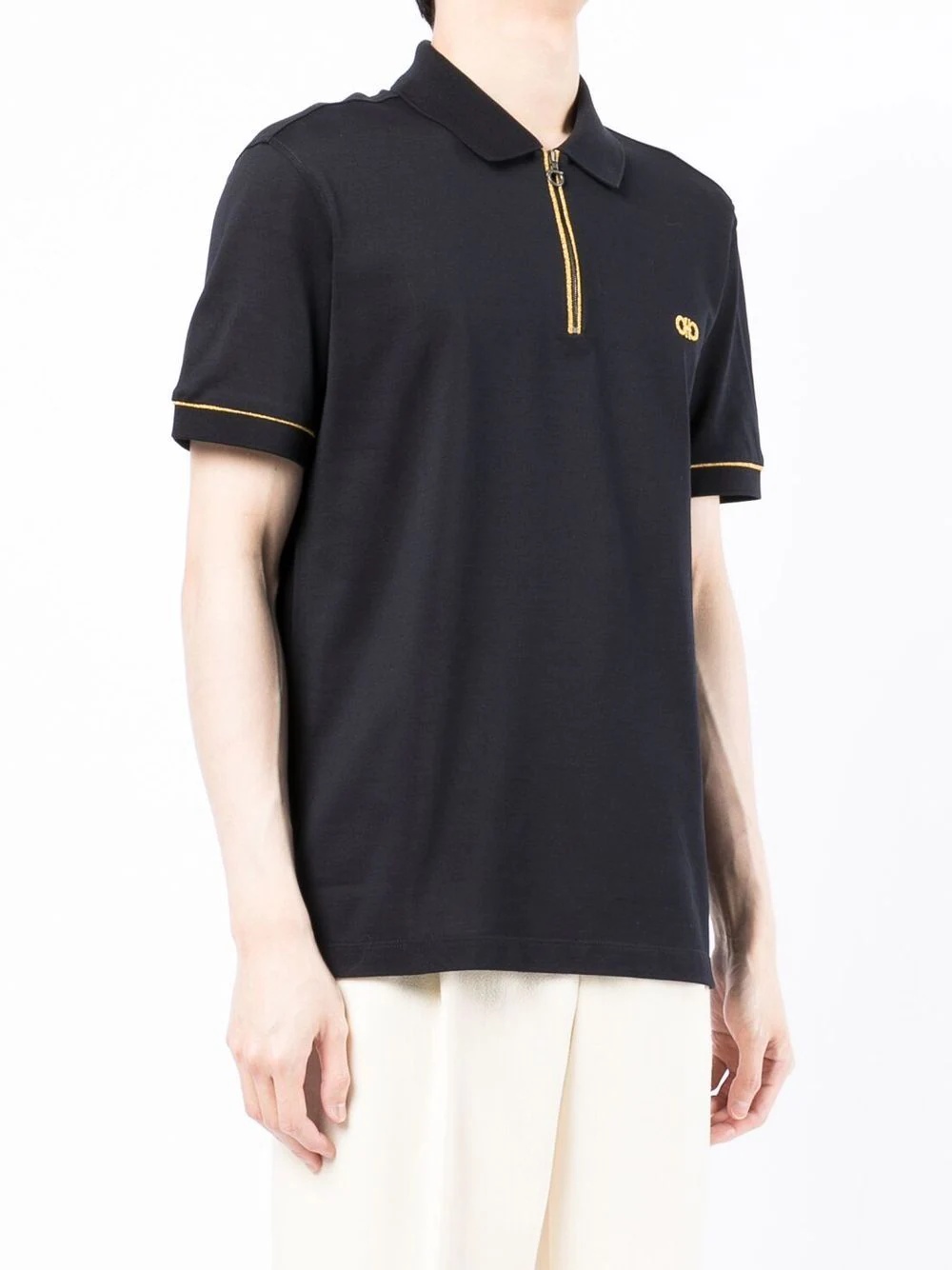 Gancini-embroidered zip polo shirt - 3