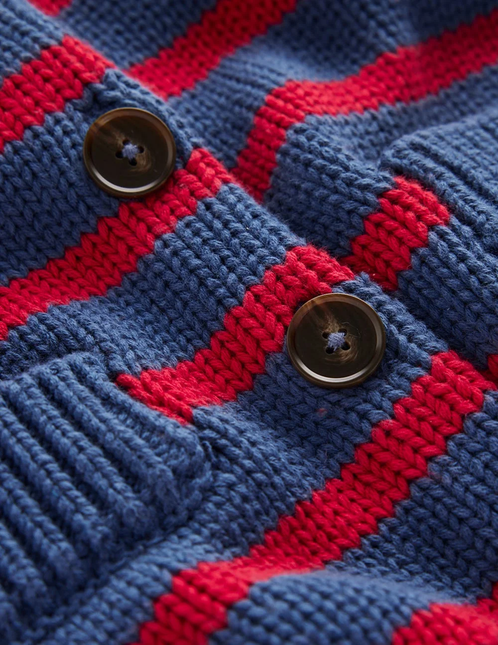 Lucy Chunky Cotton Cardigan-Soft Navy and Red Stripe - 1