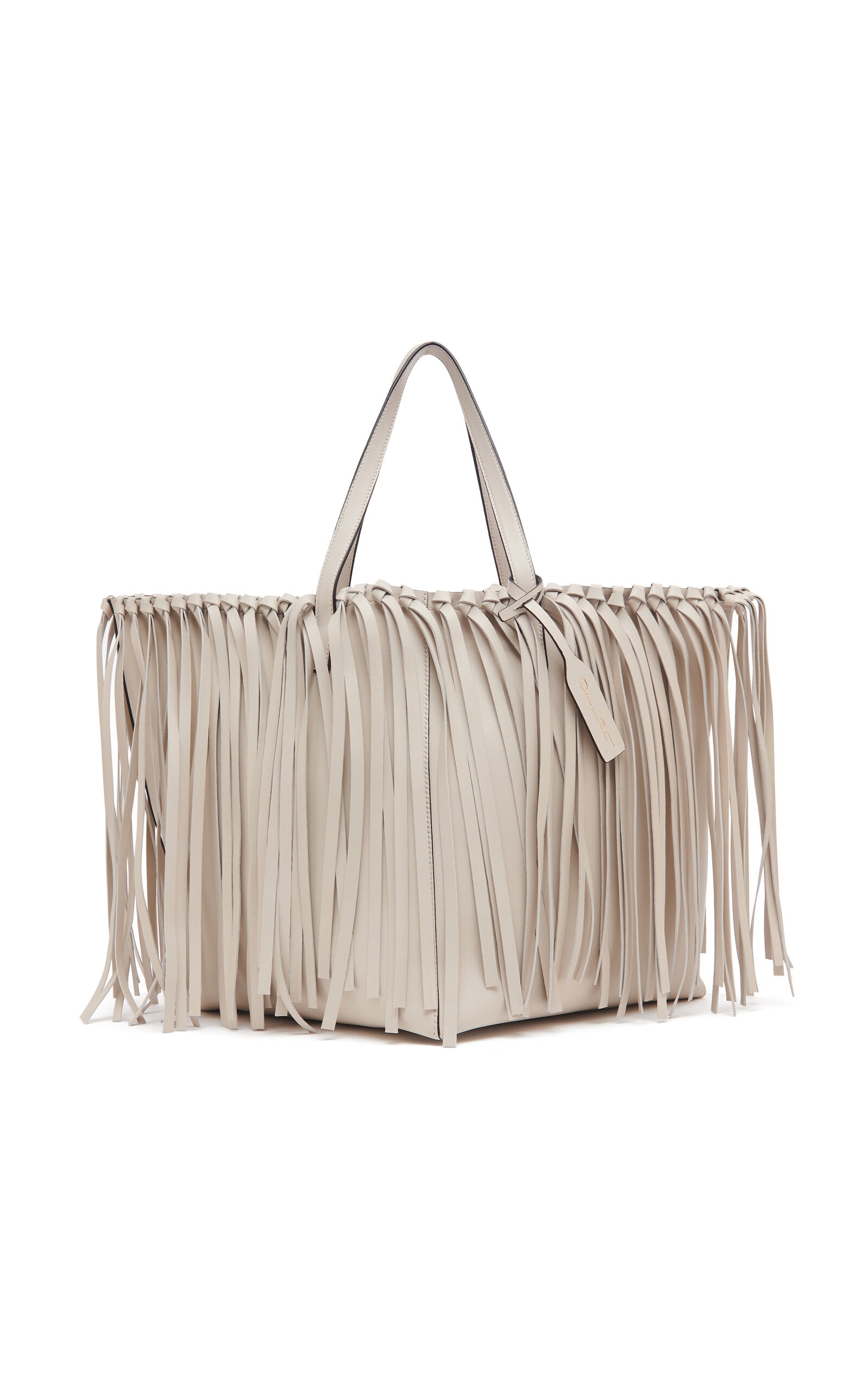 Leather Fringe Tote ivory - 6