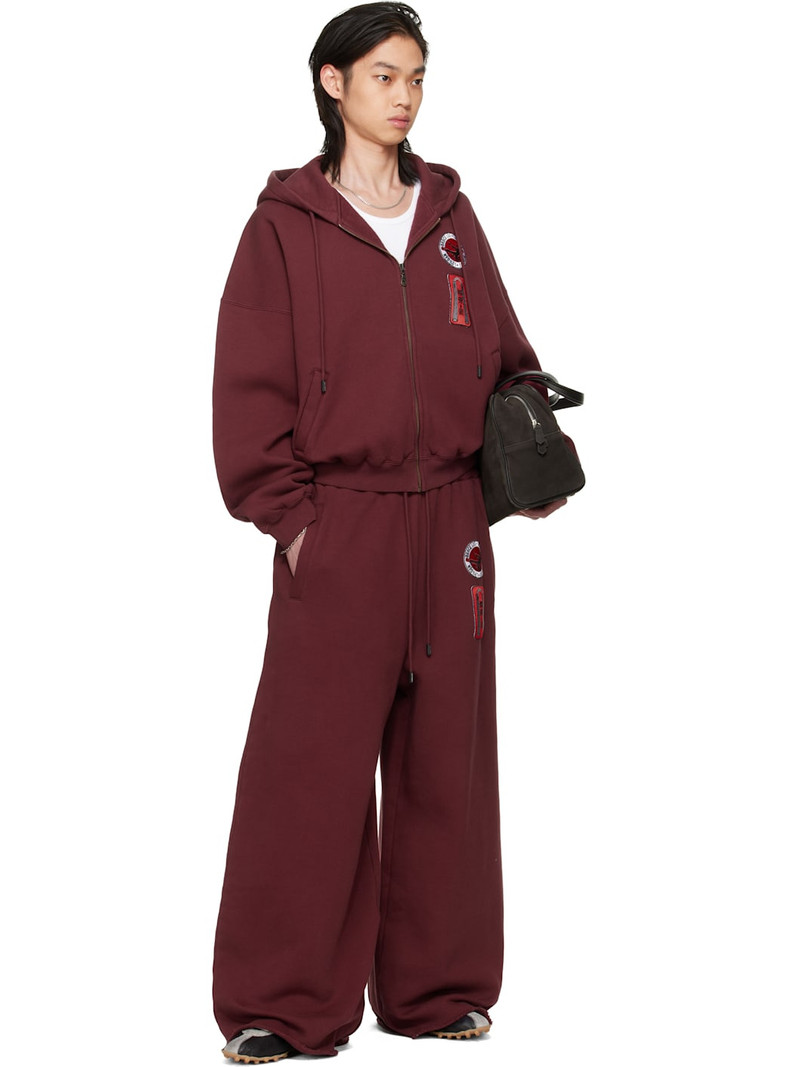 LU'U DAN BRUCE LEE x LỰU ĐẠN Burgundy Zip Hoodie outlook