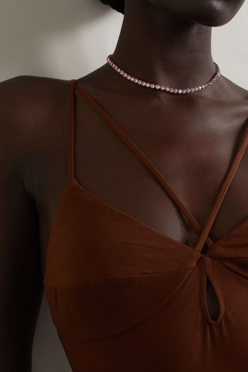 Amina Muaddi Silver-tone Swarovski crystal necklace outlook