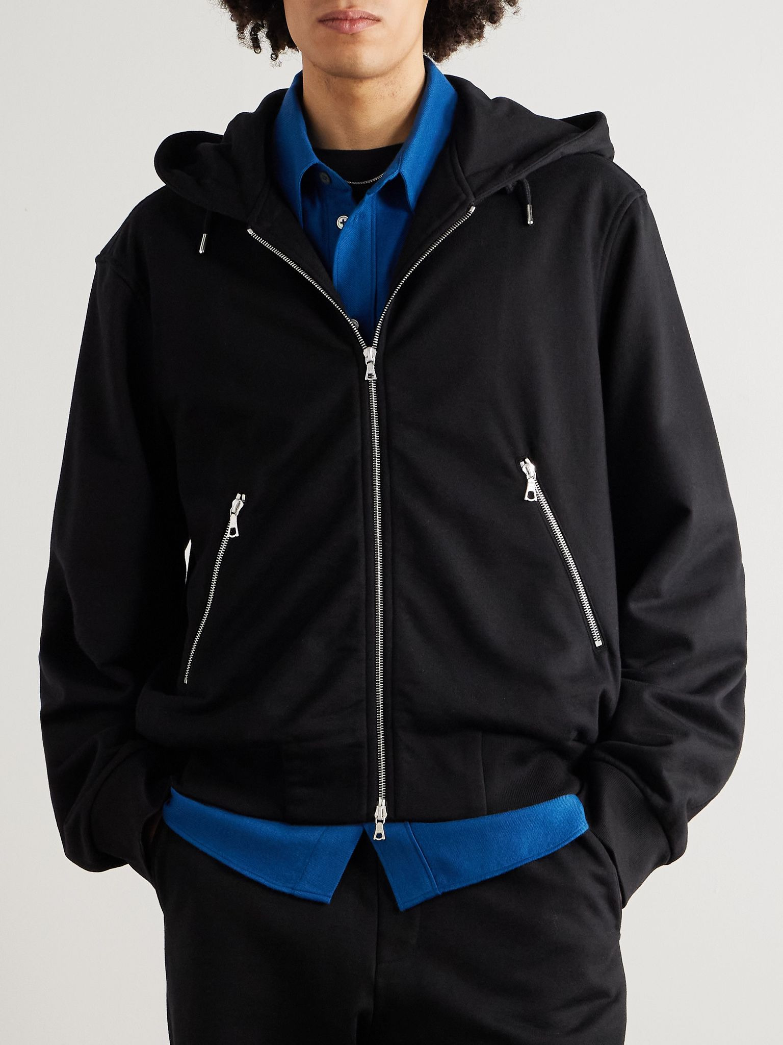 Cotton-Jersey Zip-Up Hoodie Black - 3