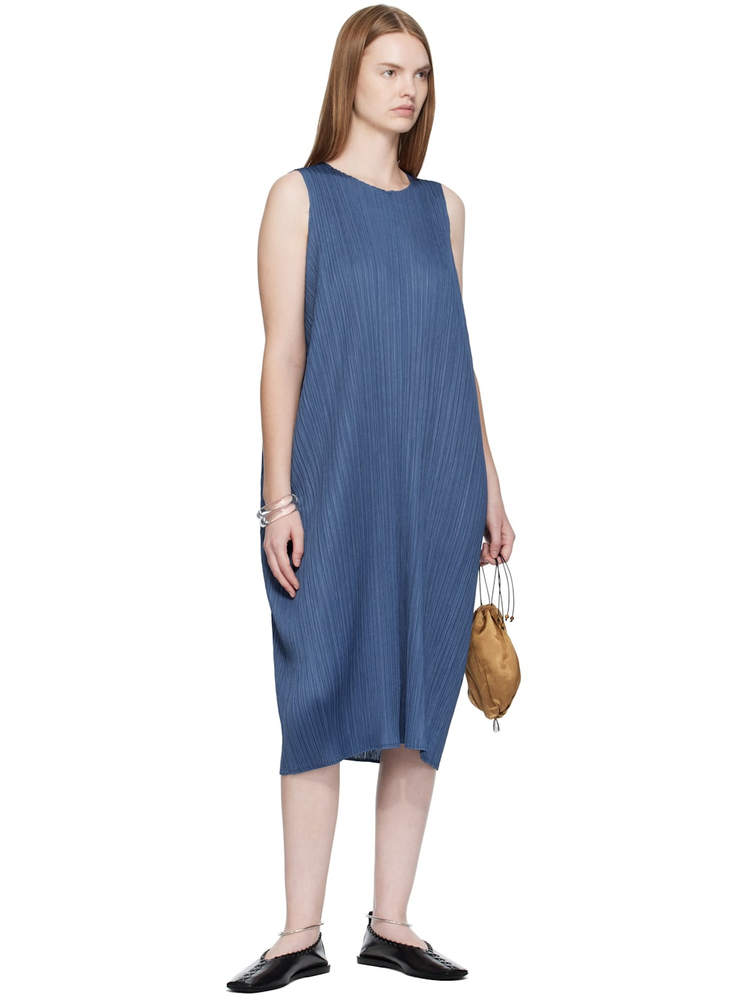 Navy Lamp Shade Midi Dress - 4