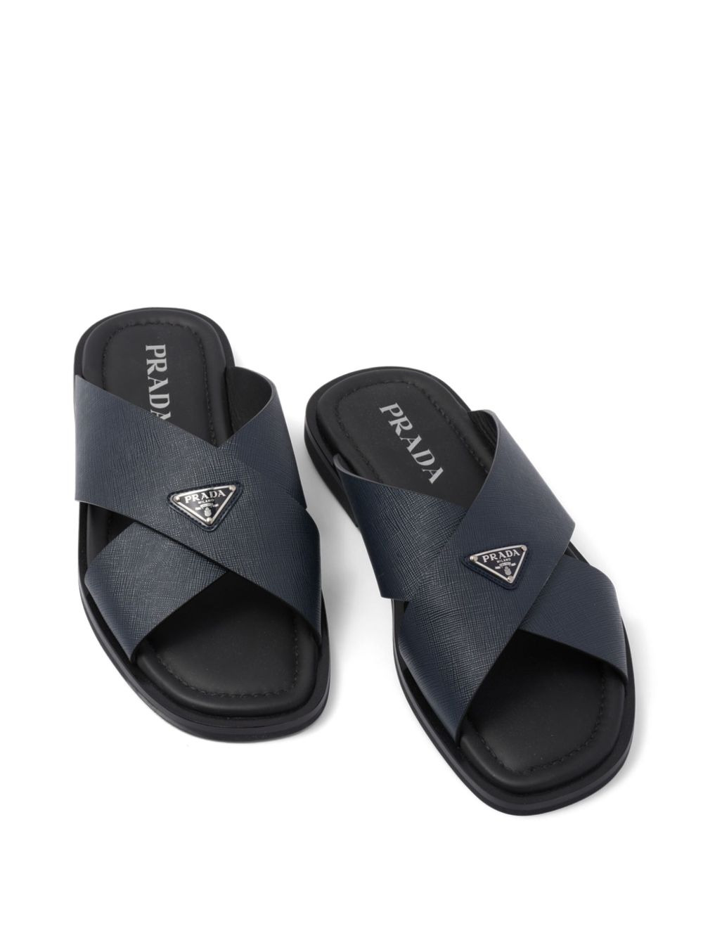 Saffiano leather triangle-logo sandals - 3