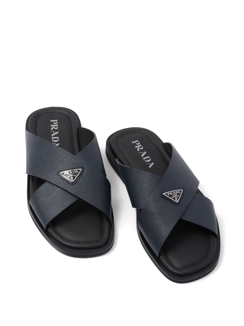 Saffiano leather triangle-logo sandals 3