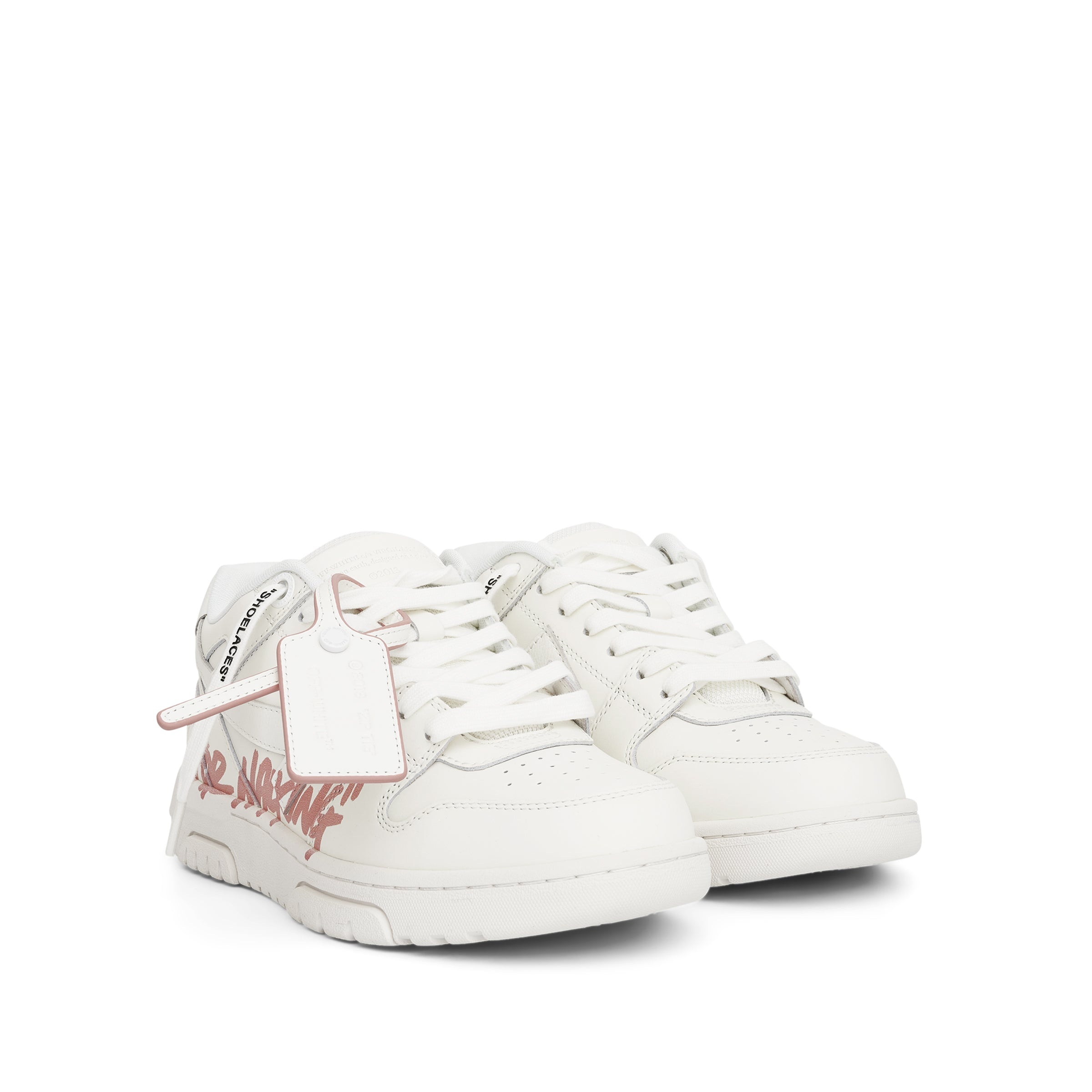 Out of Office "For WALKING" Leather Sneaker in White/Pink - 2