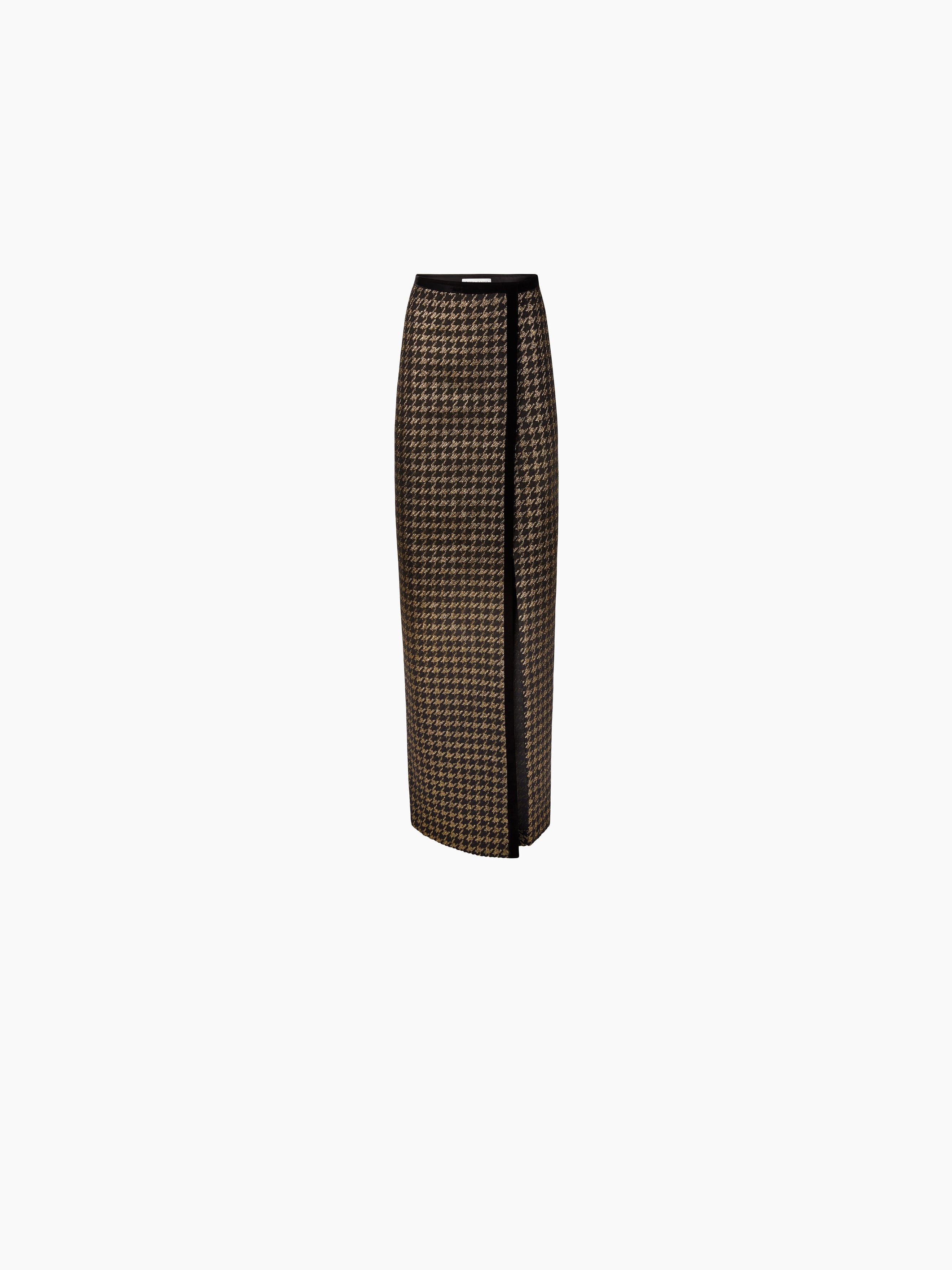 LONG HOUNDSTOOTH TWEED SKIRT - 5