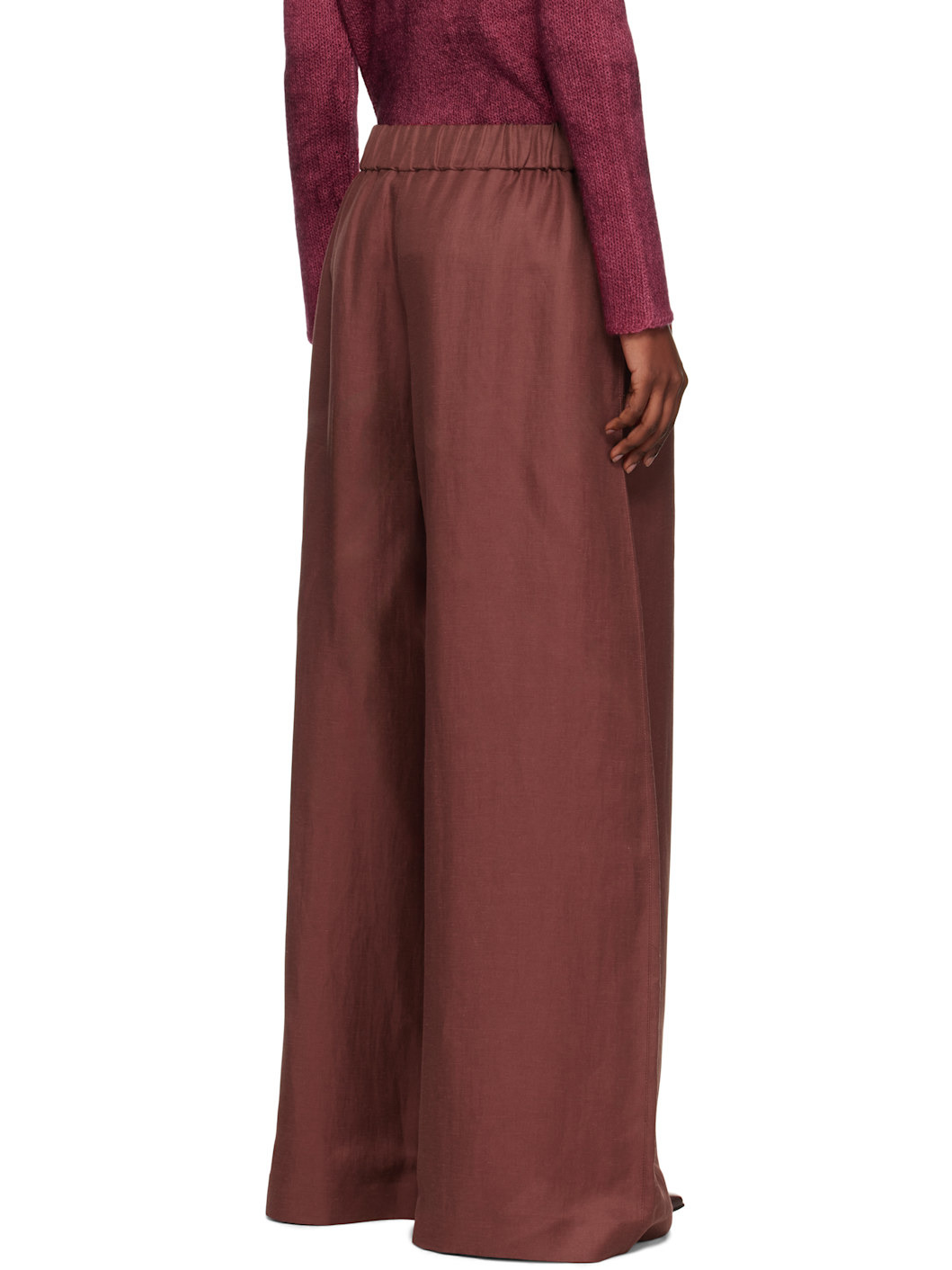 Burgundy Gelos Wide-Leg Trousers - 3