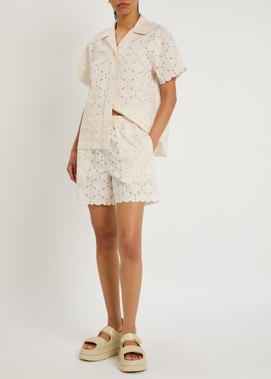 Moncler Embroidered Cotton-blend Poplin Shorts - 4