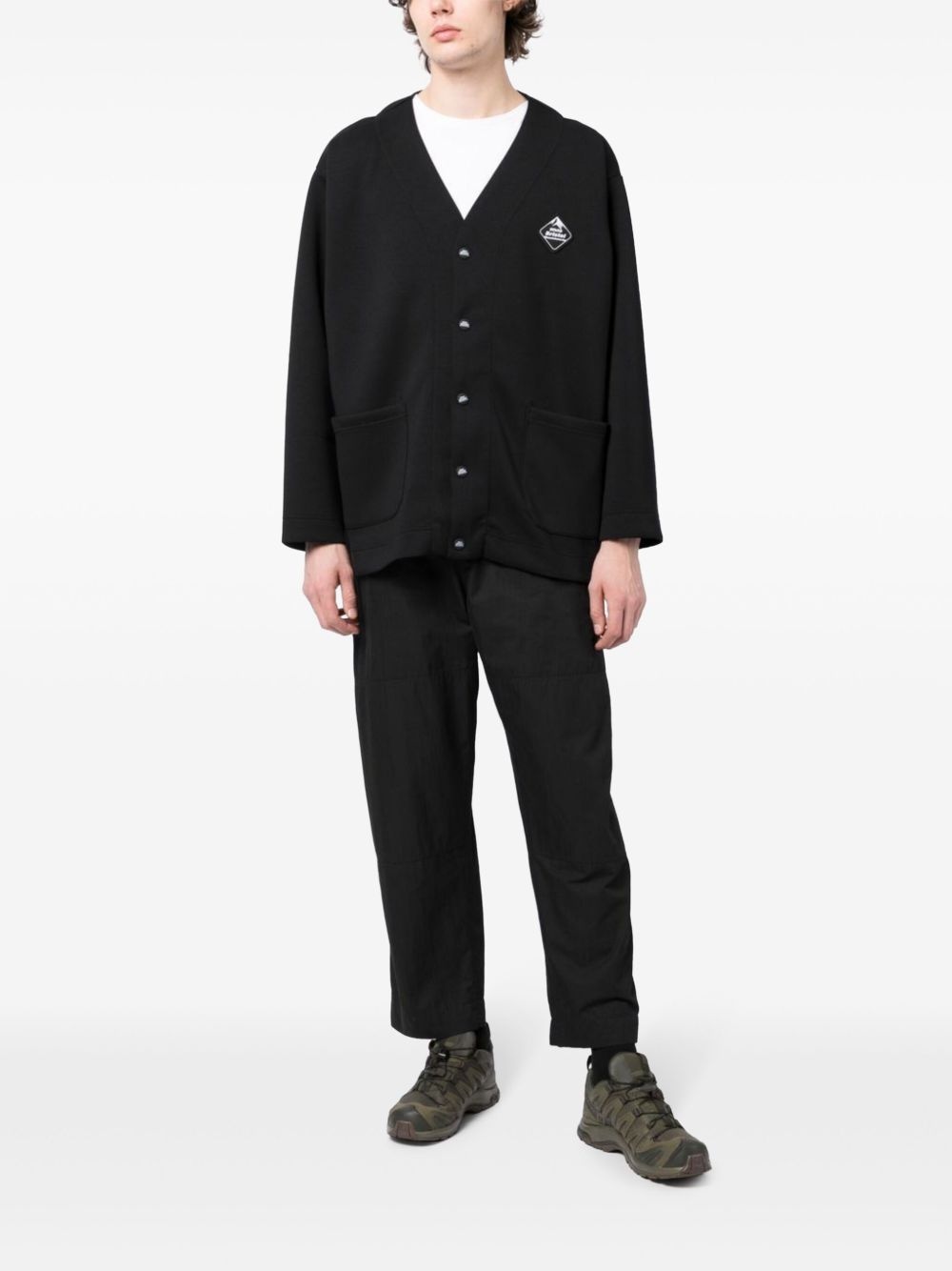 logo-patch cardigan - 2
