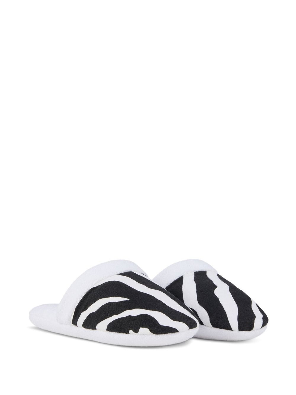 zebra-print terry slippers - 2