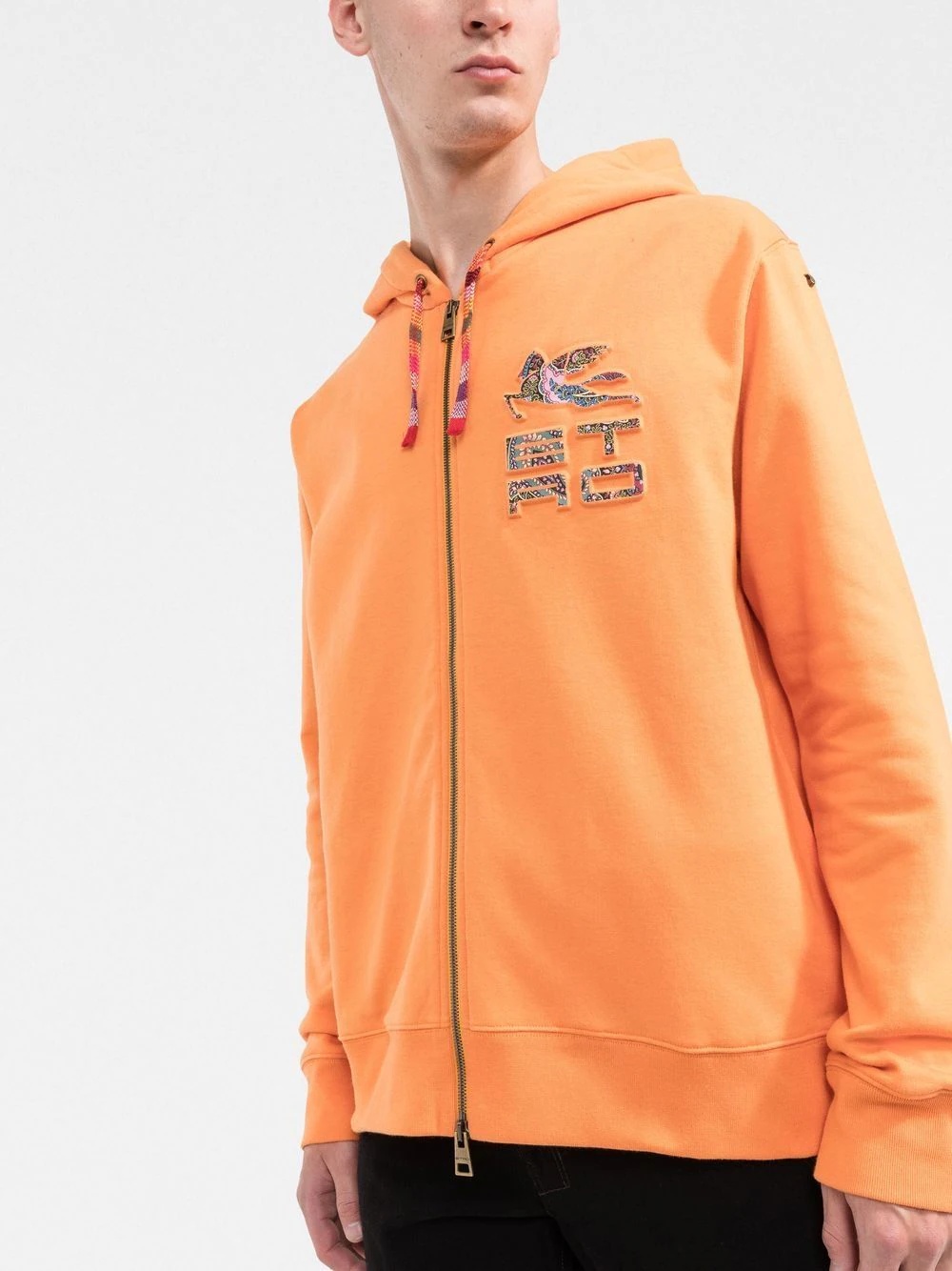 logo-debossed zip-up hoodie - 3