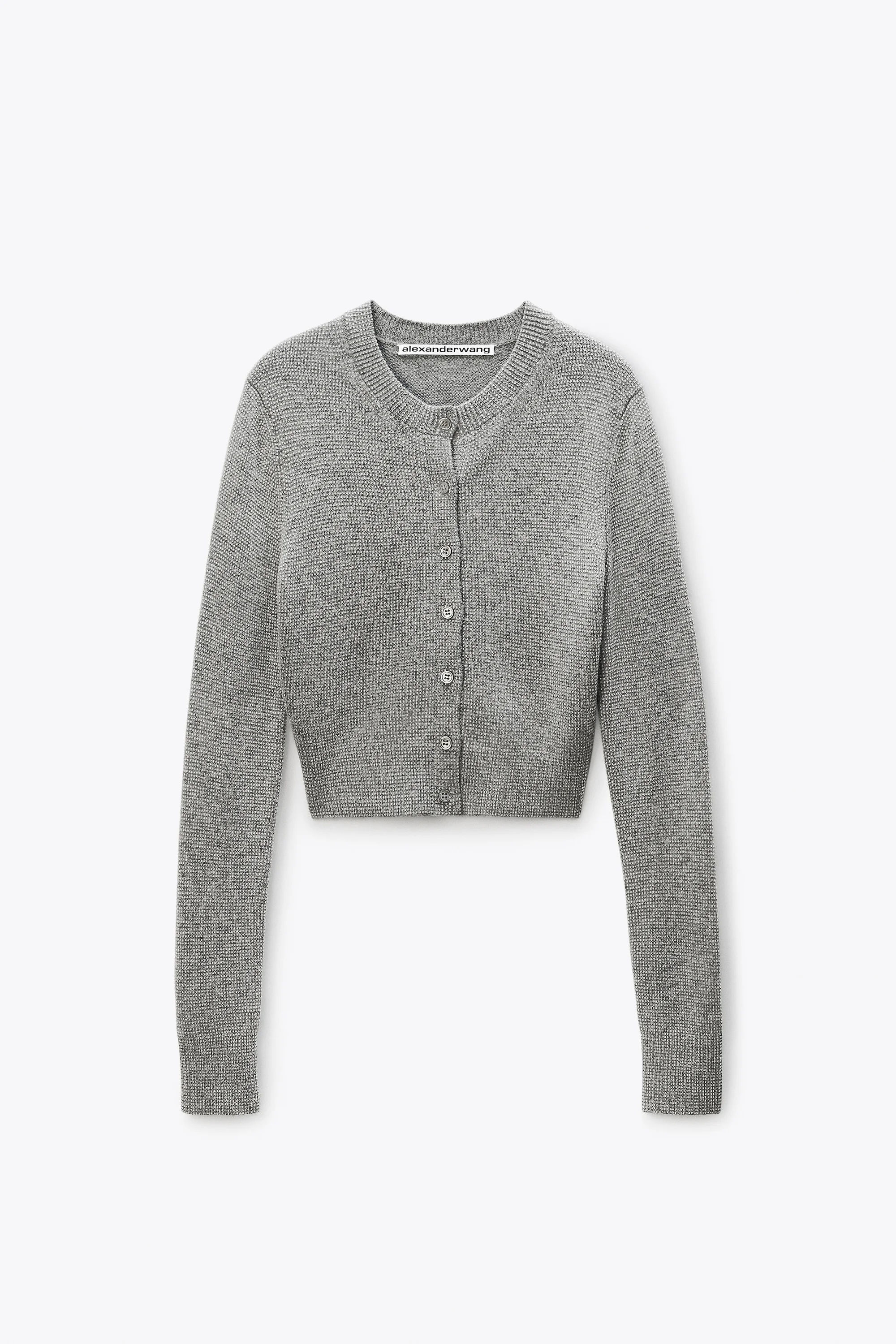 Grey Wool-Blend Hotfix Cardigan - 1