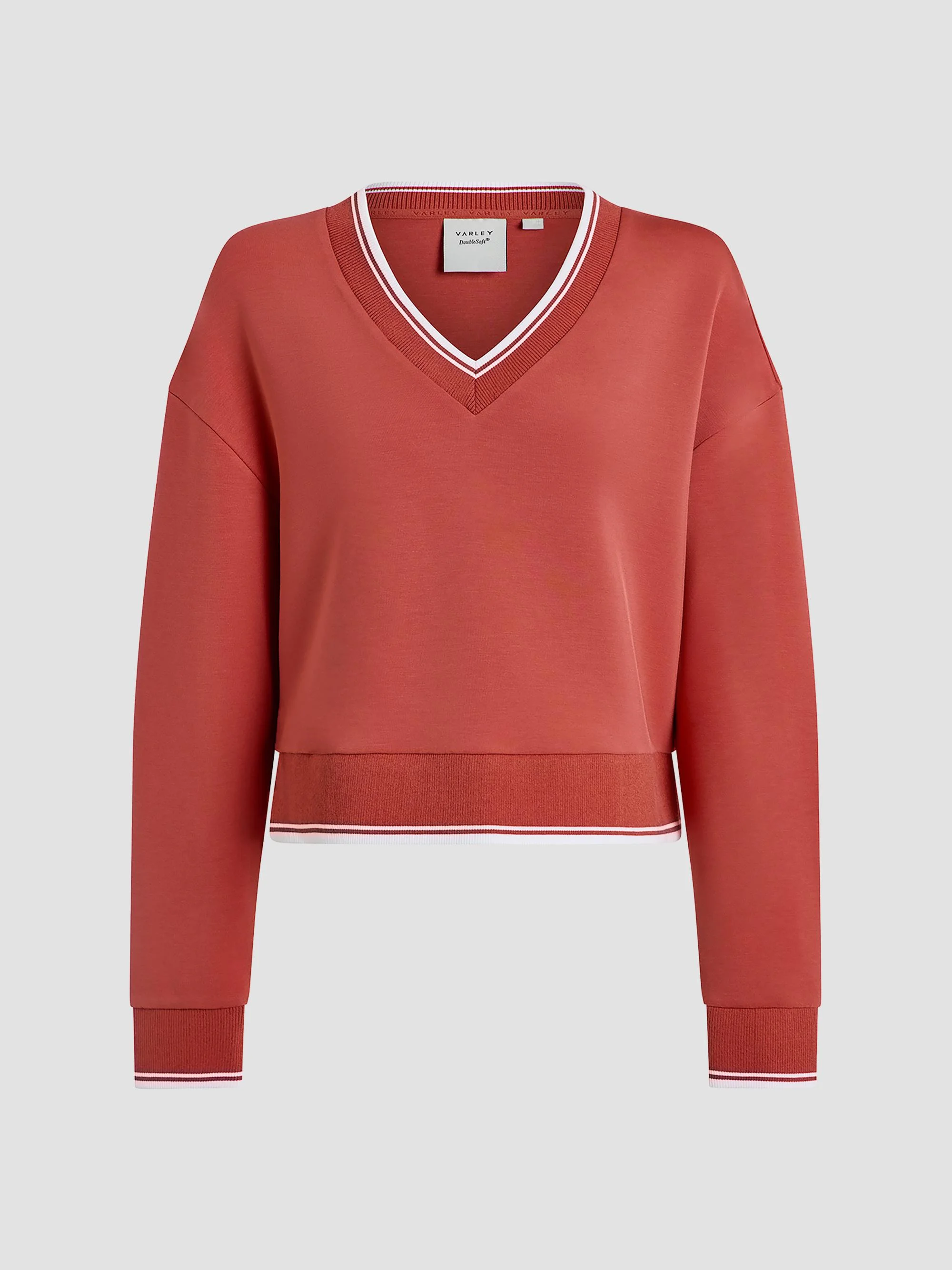 Women's Blithe DoubleSoft Striped-Trim Sweatshirt - Baked Apple - 1