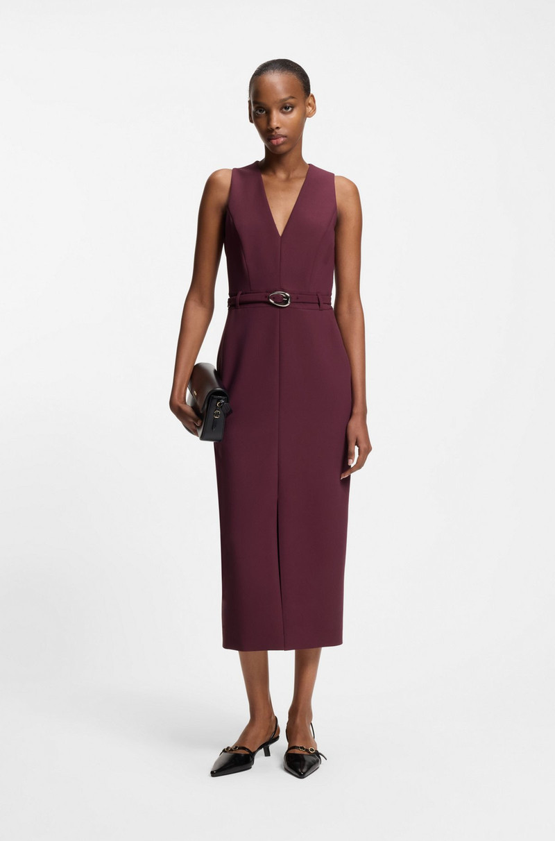 HUGO BUCKLE-DETAIL DRESS WITH V NECKLINE outlook