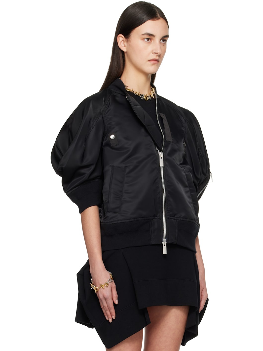 Black Nylon Twill Bomber - 2