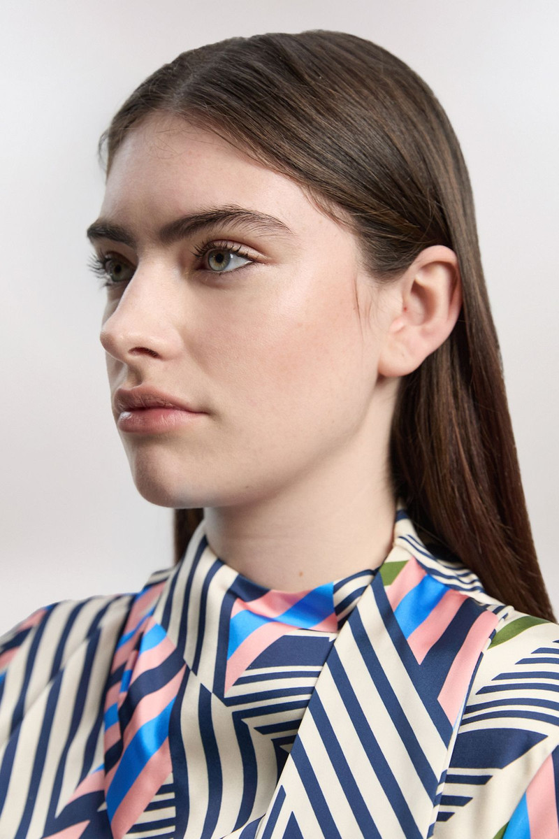 KAREN MILLEN Petite Geo Print Satin Wrap Neck Woven Maxi Dress outlook