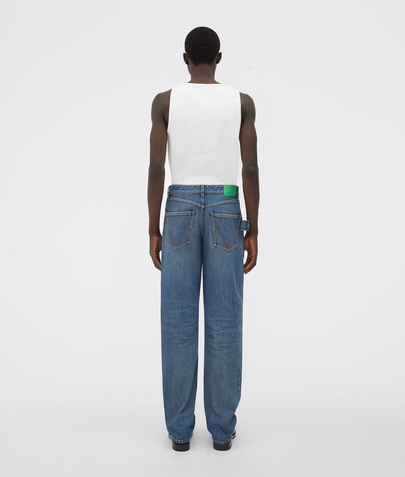 original medium washed denim straight jeans - 3