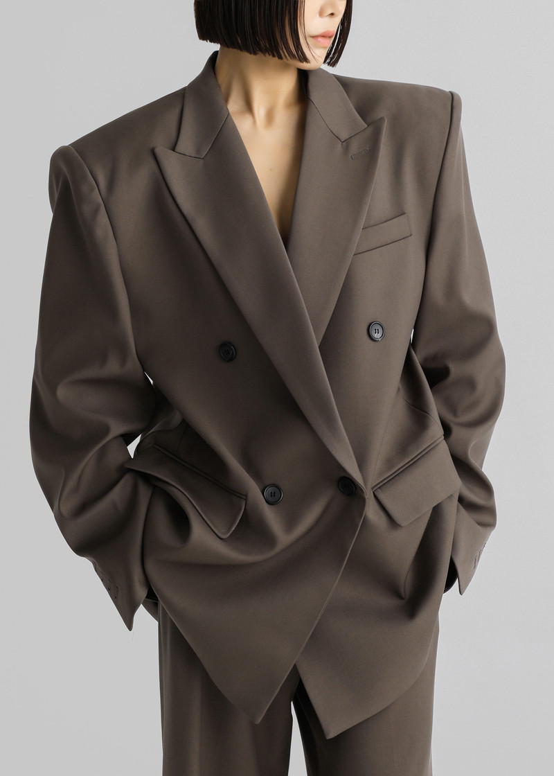 Pallen Double Breasted Blazer - Brown 8