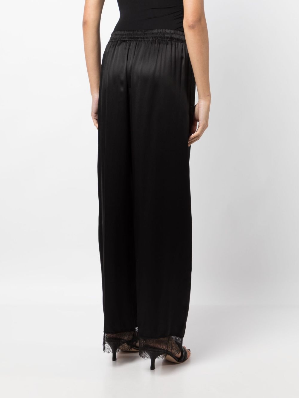 elasticated-waistband silk trousers - 4