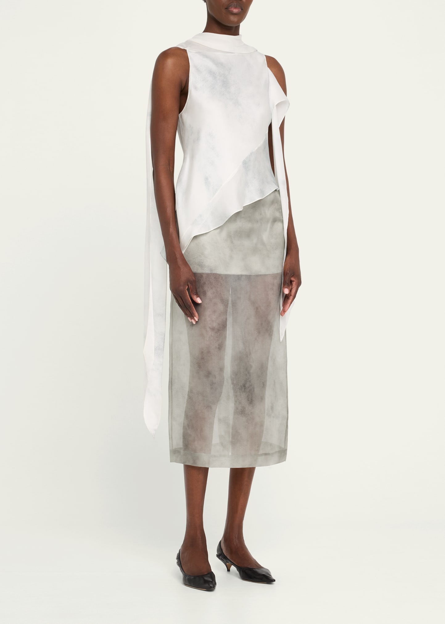 Silk Bias Scarf Top - 4