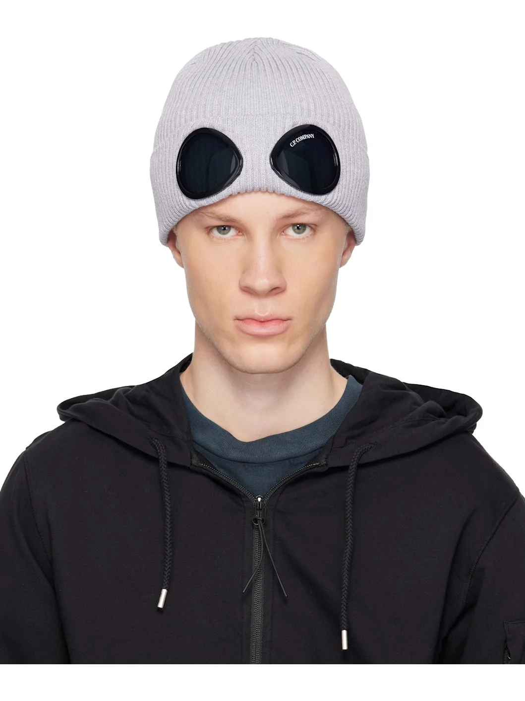 Gray Cotton Goggle Beanie - 1