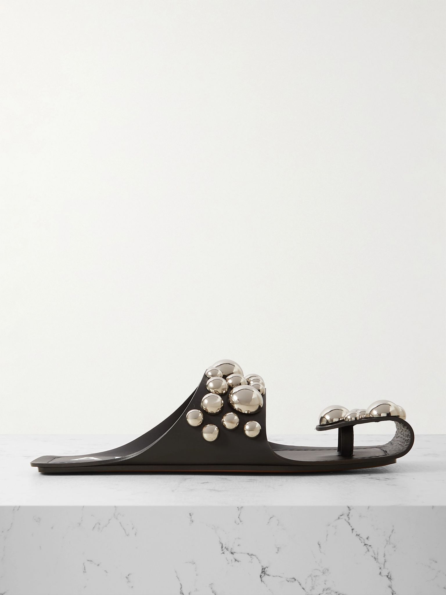 Studded leather slides Black - 1